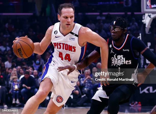 Bojan Bogdanovic of the Detroit Pistons in the first half at Crypto.com Arena on November 17, 2022 in Los Angeles, California. NOTE TO USER: User...