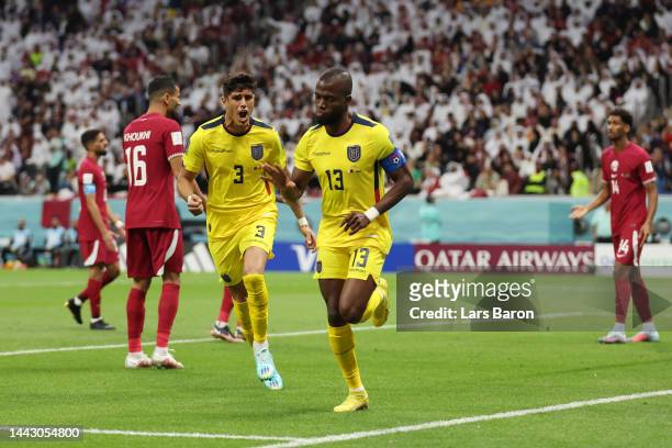 Enner Valencia of Ecuador celebrates after scoring a goal which was later disallowed by the Video Assistant Referee during the FIFA World Cup Qatar...