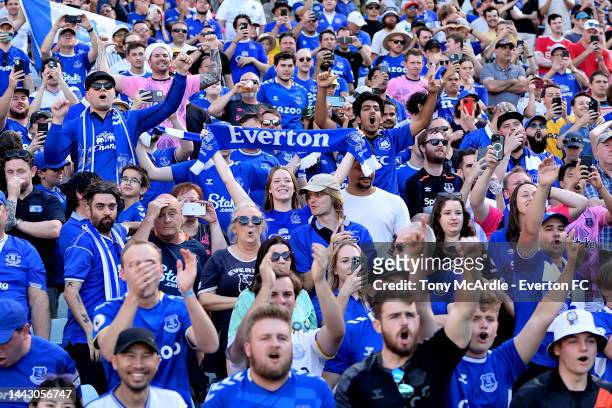 Everton fans during the Sydney Super Cup match between Celtic and Everton at Accor Stadium on November 20, 2022 in Sydney, Australia.