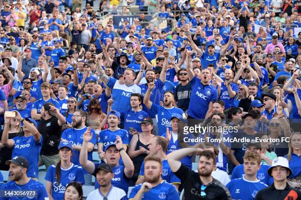 Everton fans during the Sydney Super Cup match between Celtic and Everton at Accor Stadium on November 20, 2022 in Sydney, Australia.