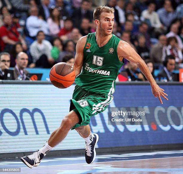 Nick Calathes, #15 of Panathinaikos Athens in action during the Turkish Airlines EuroLeague Final Four Third Place match between Panathinaikos Athens...