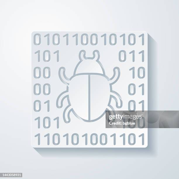 bug in system. icon with paper cut effect on blank background - computer failure stock illustrations