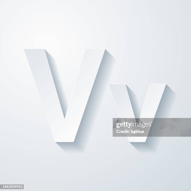letter v - uppercase and lowercase. icon with paper cut effect on blank background - letter v stock illustrations