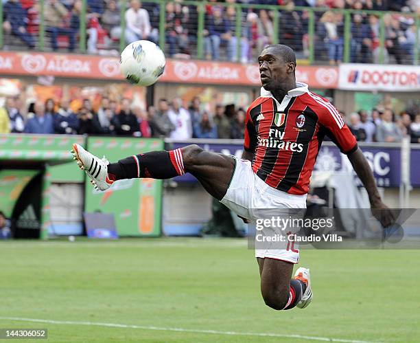 Clarence Seedorf of AC Milan during the Serie A match between AC Milan and Novara Calcio at Stadio Giuseppe Meazza on May 13, 2012 in Milan, Italy.