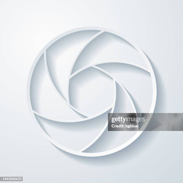 camera shutter. icon with paper cut effect on blank background - aperture stock illustrations
