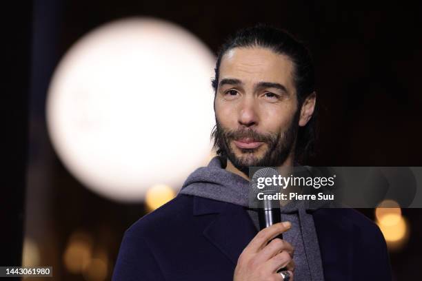 Tahar Rahim attends the Christmas lights launch on the Champs Elysées on November 20, 2022 in Paris, France.