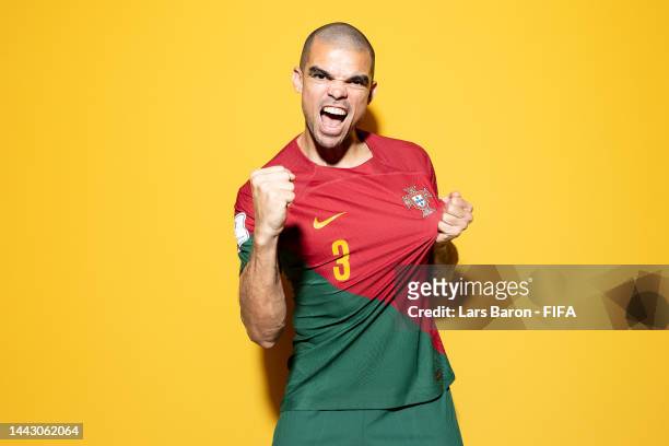 Pepe of Portugal poses during the official FIFA World Cup Qatar 2022 portrait session on November 19, 2022 in Doha, Qatar.