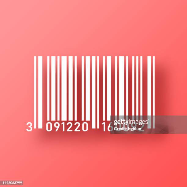 barcode. icon on red background with shadow - scan barcode stock illustrations