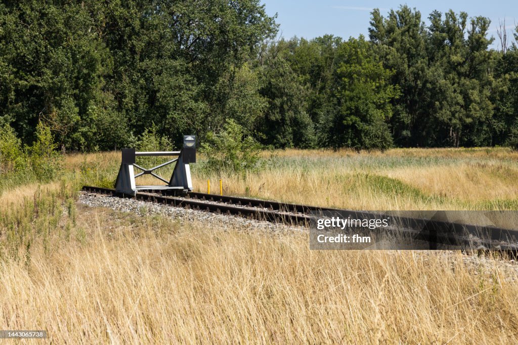 Buffer stop at a railroad track