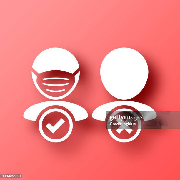 no entry without face mask. icon on red background with shadow - mask guidelines stock illustrations