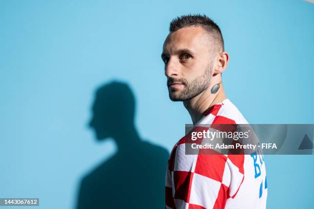 Marcelo Brozovic of Croatia poses during the official FIFA World Cup Qatar 2022 portrait session on November 19, 2022 in Doha, Qatar.