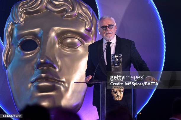 Brian Cox on stage to present the Actress Film award during the 2022 BAFTA Scotland Awards at the DoubleTree Hilton on November 20, 2022 in Glasgow,...