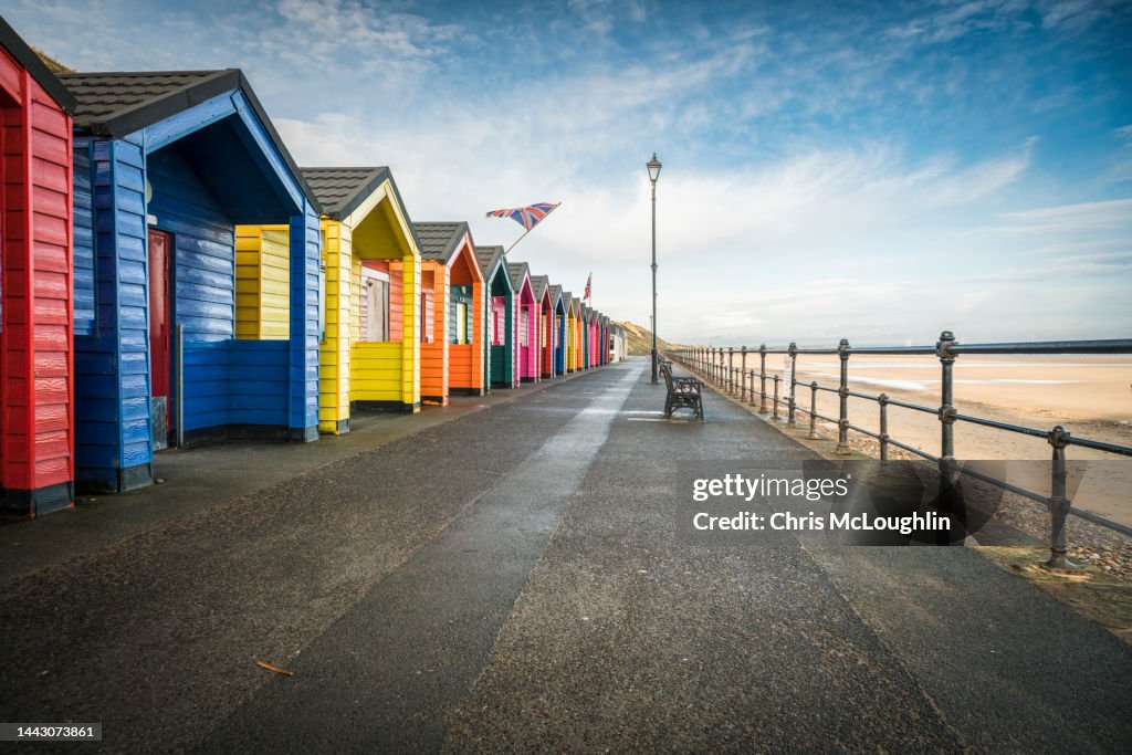 Beach huts at Saltburn by the Sea in Teeside