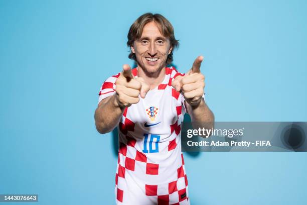 Luka Modric of Croatia poses during the official FIFA World Cup Qatar 2022 portrait session on November 19, 2022 in Doha, Qatar.