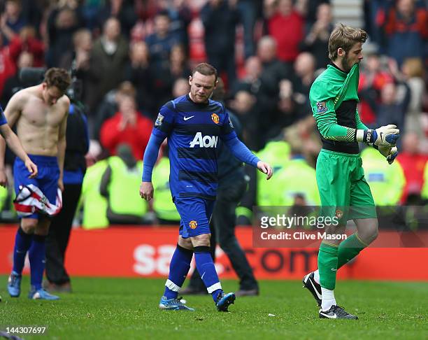 David De Gea and Wayne Rooney of Manchester United leave the field after the Barclays Premier League match between Sunderland and Manchester United...