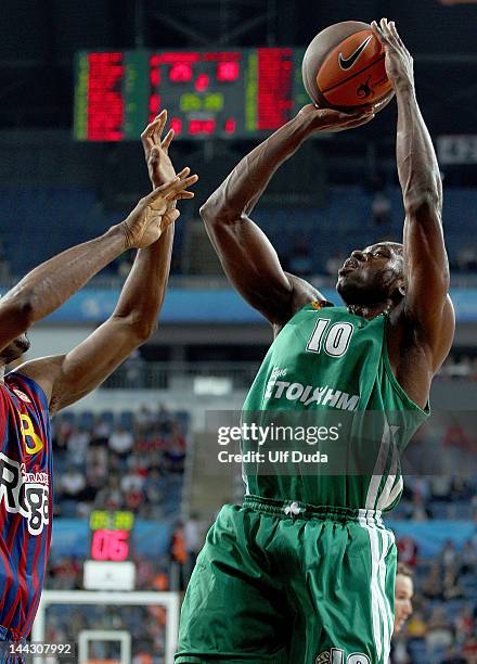 Romain Sato, #10 of Panathinaikos Athens in action during the Turkish Airlines EuroLeague Final Four Third Place match between Panathinaikos Athens...