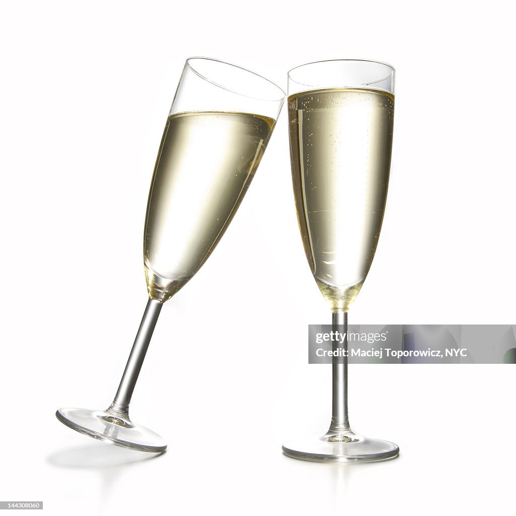 Two glasses with champagne.