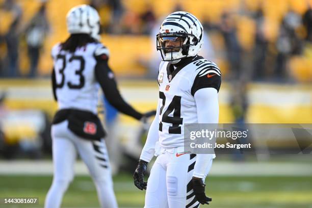 Vonn Bell of the Cincinnati Bengals looks on during pregame against the Pittsburgh Steelers at Acrisure Stadium on November 20, 2022 in Pittsburgh,...