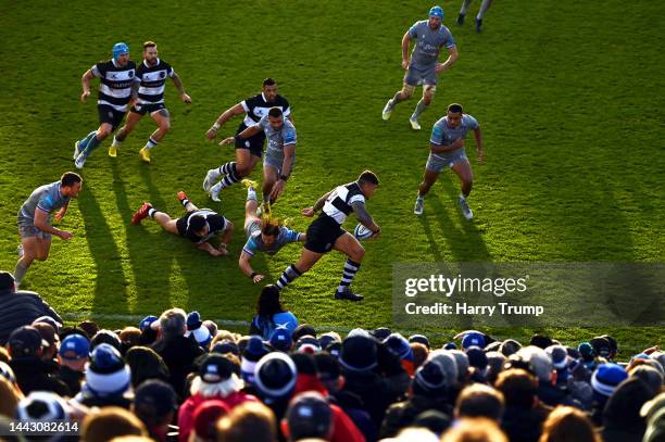 General view of play during the friendly match between Bath Rugby and Barbarians at The Recreation Ground on November 20, 2022 in Bath, England.