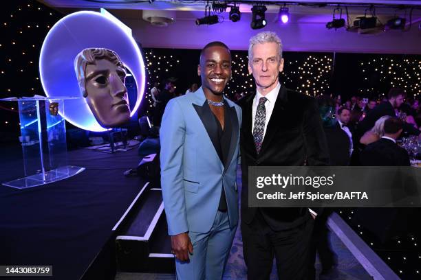 Ncuti Gatwa and Peter Capaldi during the British Academy Scotland Awards at DoubleTree by Hilton on November 20, 2022 in Glasgow, Scotland.