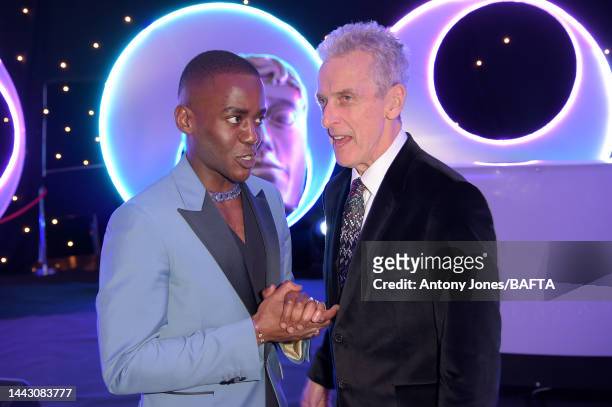 Ncuti Gatwa and Peter Capaldi during the British Academy Scotland Awards at DoubleTree by Hilton on November 20, 2022 in Glasgow, Scotland.