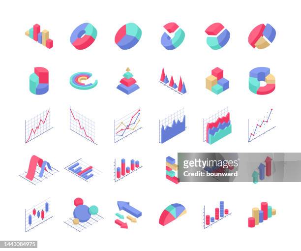isometric chart and diagram collection. - hud graphic stock illustrations