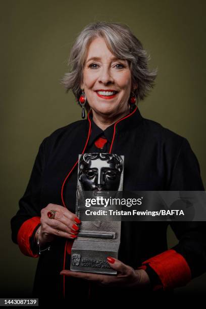 Phyllis Logan, winner of the Actress Television award for “Guilt” poses during the British Academy Scotland Awards at DoubleTree by Hilton on...