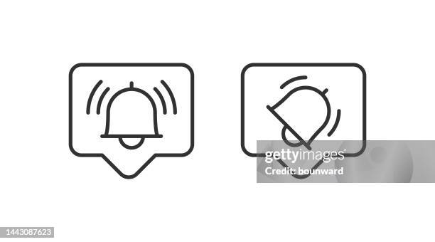 bildbanksillustrationer, clip art samt tecknat material och ikoner med ringing bell thin line icon - inbrottslarm