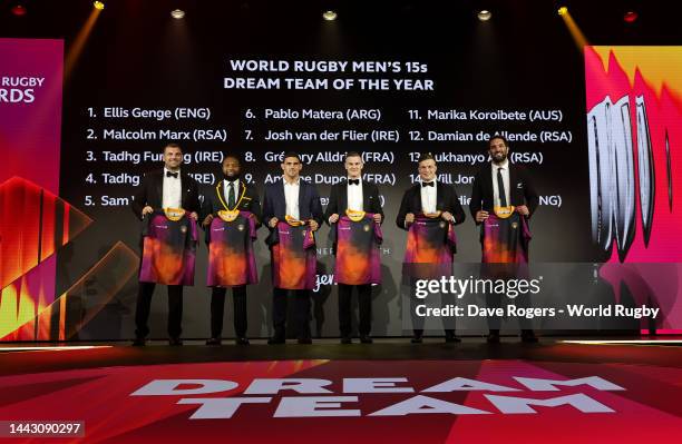 Tadhg Beirne of Ireland, Lukhanyo Am of South Africa, Pablo Matera of Argentina, Johnny Sexton of Ireland, Josh van der Flier of Ireland, and Sam...