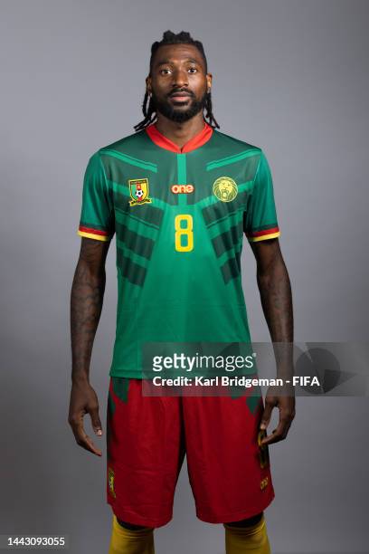Andre-Frank Zambo Anguissa of Cameroon poses during the official FIFA World Cup Qatar 2022 portrait session on November 20, 2022 in Doha, Qatar.