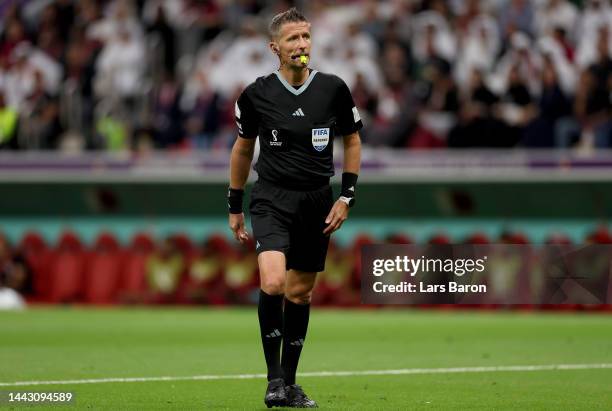 Referee Daniele Orsato of Italy is seen during the FIFA World Cup Qatar 2022 Group A match between Qatar and Ecuador at Al Bayt Stadium on November...