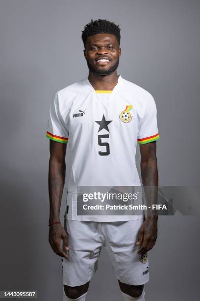 Thomas Partey of Ghana poses during the official FIFA World Cup Qatar 2022 portrait session on November 20, 2022 in Doha, Qatar.