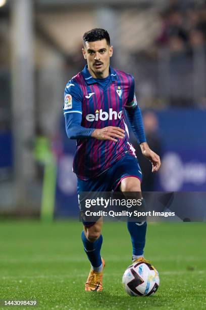 Sergio Alvarez of SD Eibar in action during the LaLiga Smartbank match between SD Eibar and Deportivo Alaves at Estadio Municipal de Ipurua on...