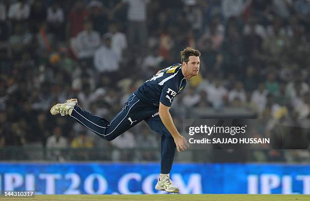 Deccan Chargers bowler Daniel Christian bowls during the IPL Twenty20 cricket match between Kings XI Punjab and Deccan Chargers at Punjab Cricket...