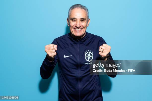 Adenor Leonardo Bacchi, Head Coach of Brazil, poses during the official FIFA World Cup Qatar 2022 portrait session on November 20, 2022 in Doha,...