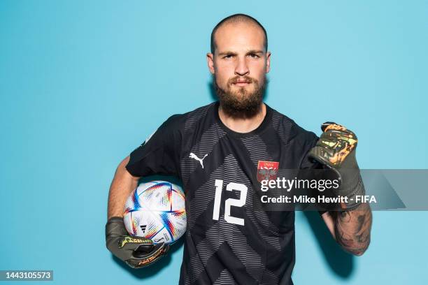 Predrag Rajkovic of Serbia poses during the official FIFA World Cup Qatar 2022 portrait session on November 20, 2022 in Doha, Qatar.