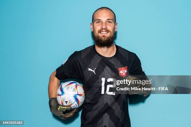Predrag Rajkovic of Serbia poses during the official FIFA World Cup Qatar 2022 portrait session on November 20, 2022 in Doha, Qatar.