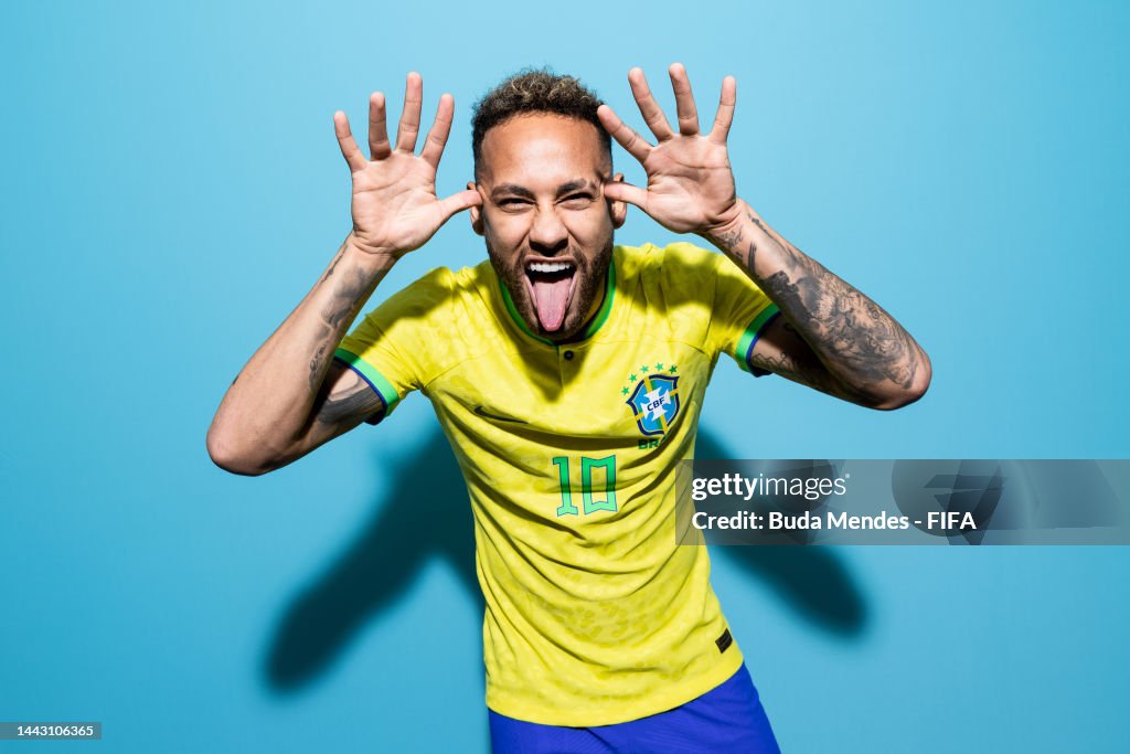 Neymar Of Brazil Poses During The Official FIFA World Cup Qatar 2022 neymar-of-brazil-poses-during-the-official-fifa-world-cup-qatar-2022