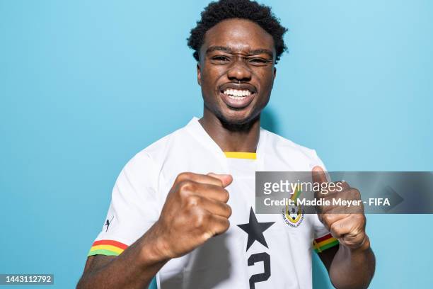 Tariq Lamptey of Ghana poses during the official FIFA World Cup Qatar 2022 portrait session on November 20, 2022 in Doha, Qatar.
