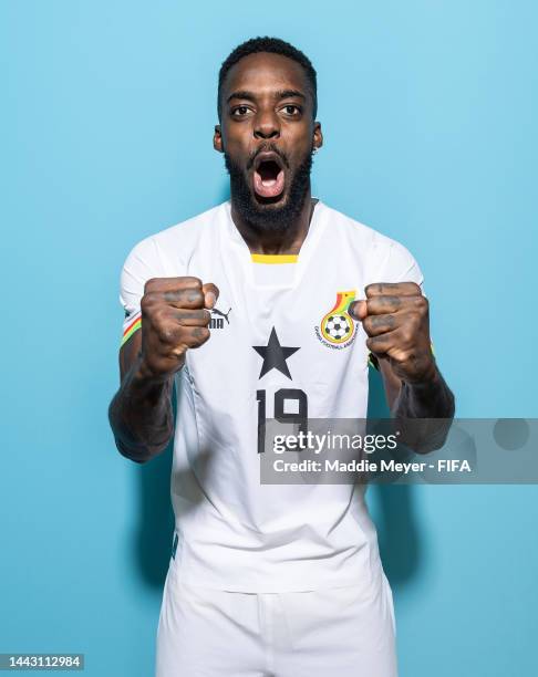 Inaki Williams of Ghana poses during the official FIFA World Cup Qatar 2022 portrait session on November 20, 2022 in Doha, Qatar.