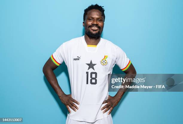 Daniel Amartey of Ghana poses during the official FIFA World Cup Qatar 2022 portrait session on November 20, 2022 in Doha, Qatar.