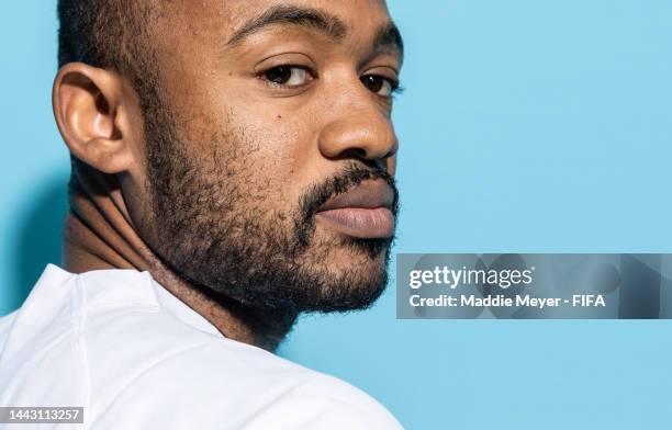 Jordan Ayew of Ghana poses during the official FIFA World Cup Qatar 2022 portrait session on November 20, 2022 in Doha, Qatar.