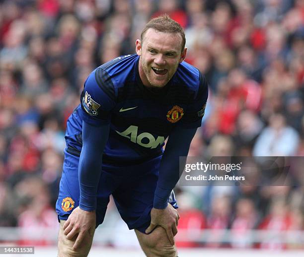 Wayne Rooney of Manchester United in action during the Barclays Premier League match between Sunderland and Manchester United at Stadium of Light on...