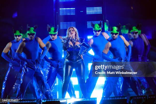 Bebe Rexha performs onstage during the 2022 American Music Awards at Microsoft Theater on November 20, 2022 in Los Angeles, California.