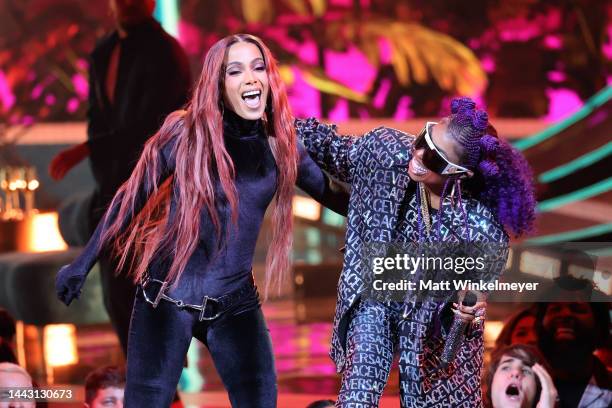 Anitta and Missy Elliott perform onstage during the 2022 American Music Awards at Microsoft Theater on November 20, 2022 in Los Angeles, California.
