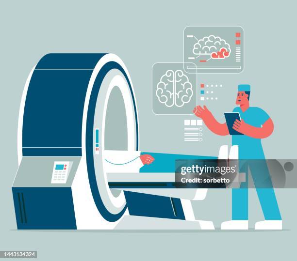 mri scan - functional magnetic resonance imaging brain stock illustrations