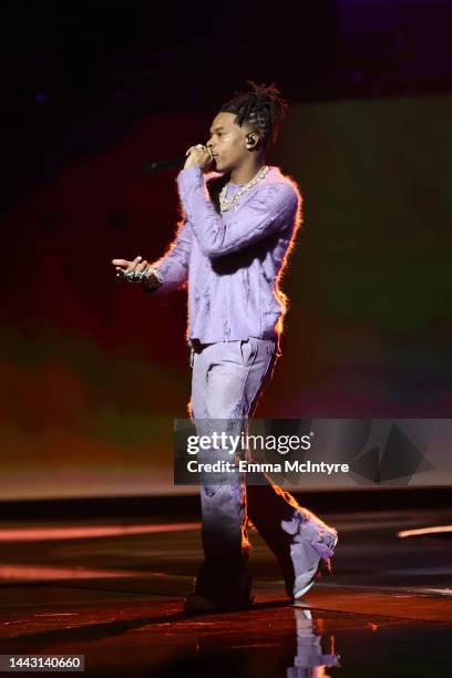 Lil Baby performs onstage during the 2022 American Music Awards at Microsoft Theater on November 20, 2022 in Los Angeles, California.