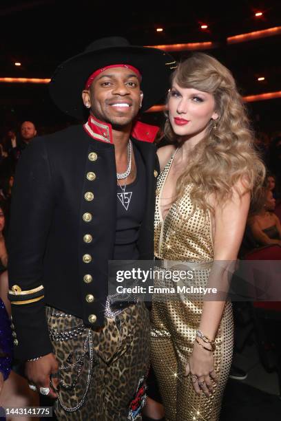 Jimmie Allen and Taylor Swift attend the 2022 American Music Awards at Microsoft Theater on November 20, 2022 in Los Angeles, California.