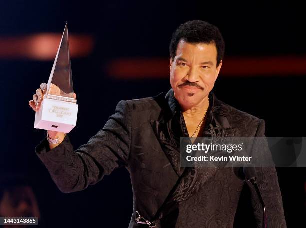 Lionel Richie accepts the Icon Award onstage during the 2022 American Music Awards at Microsoft Theater on November 20, 2022 in Los Angeles,...