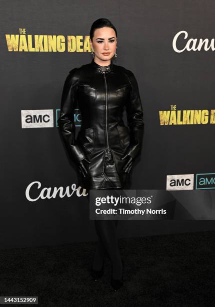 Demi Lovato arrives at The Walking Dead Live: The Finale Event at The Orpheum Theatre on November 20, 2022 in Los Angeles, California. (Photo by...